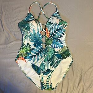 Tropical Printed Criss-Cross One Piece - NWT